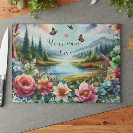 Tabla de cortar personalizada, tabla de charcutería, tabla de cortar única, tabla de cortar de vidrio templado, regalo de inauguración de la casa, tabla de cortar personalizada