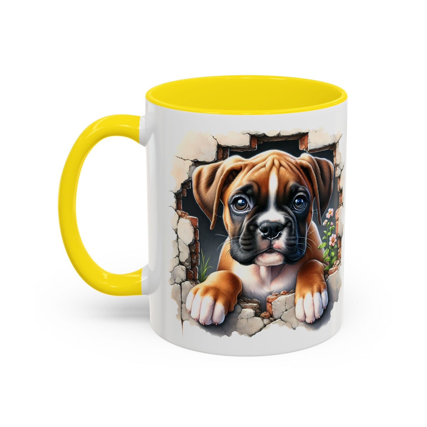 🐶☕ Boxer Puppy Peek Accent Mug – Adorable Dog Lover Gift ✨💛