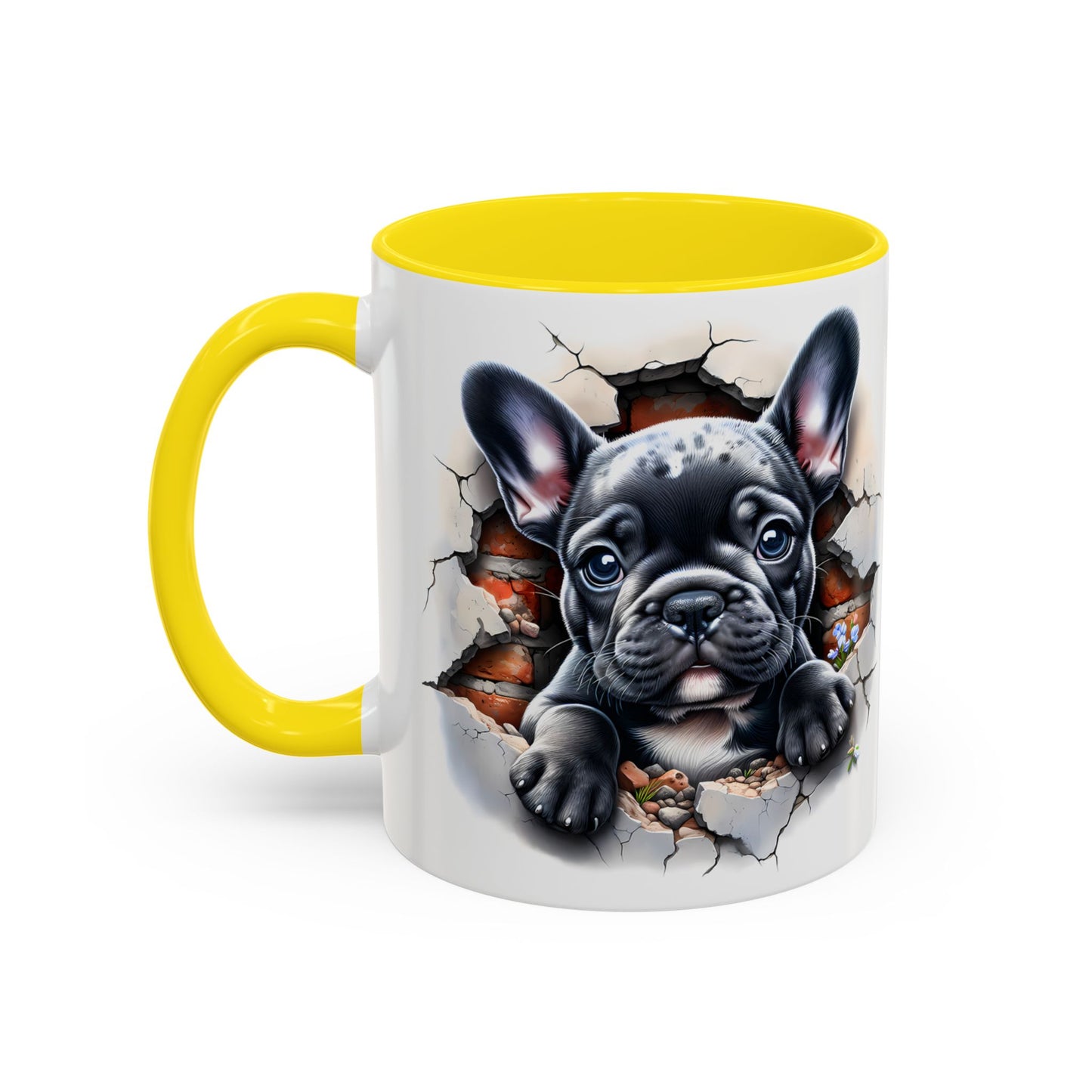 🐾🖤 Black French Bulldog Puppy Accent Mug – Cute Peek-Through Cup for Dog Lovers ☕✨