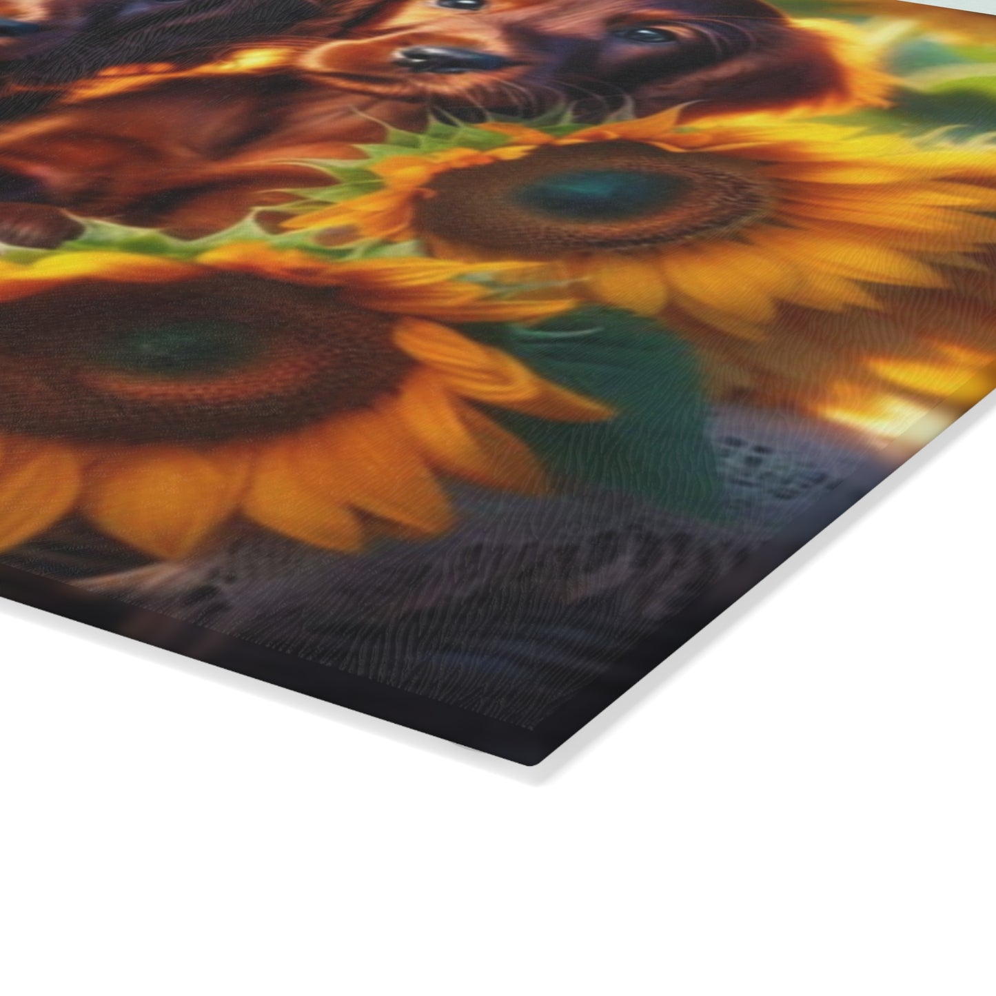 🐾 Sunflower Setter Pups Cutting Board – Golden Blooms & Puppy Love for Your Kitchen