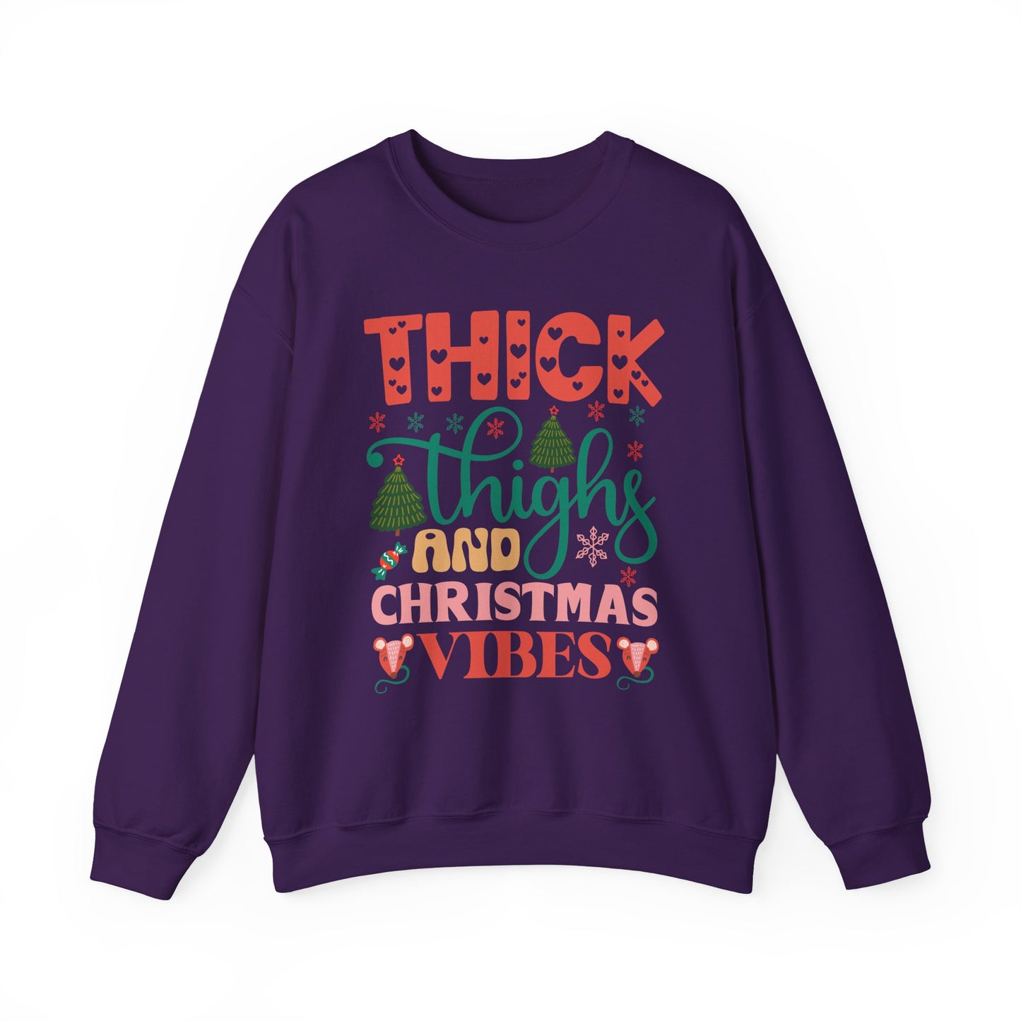 🎄💖 Thick Thighs & Christmas Vibes Crewneck – Cute, Confident & Cozy