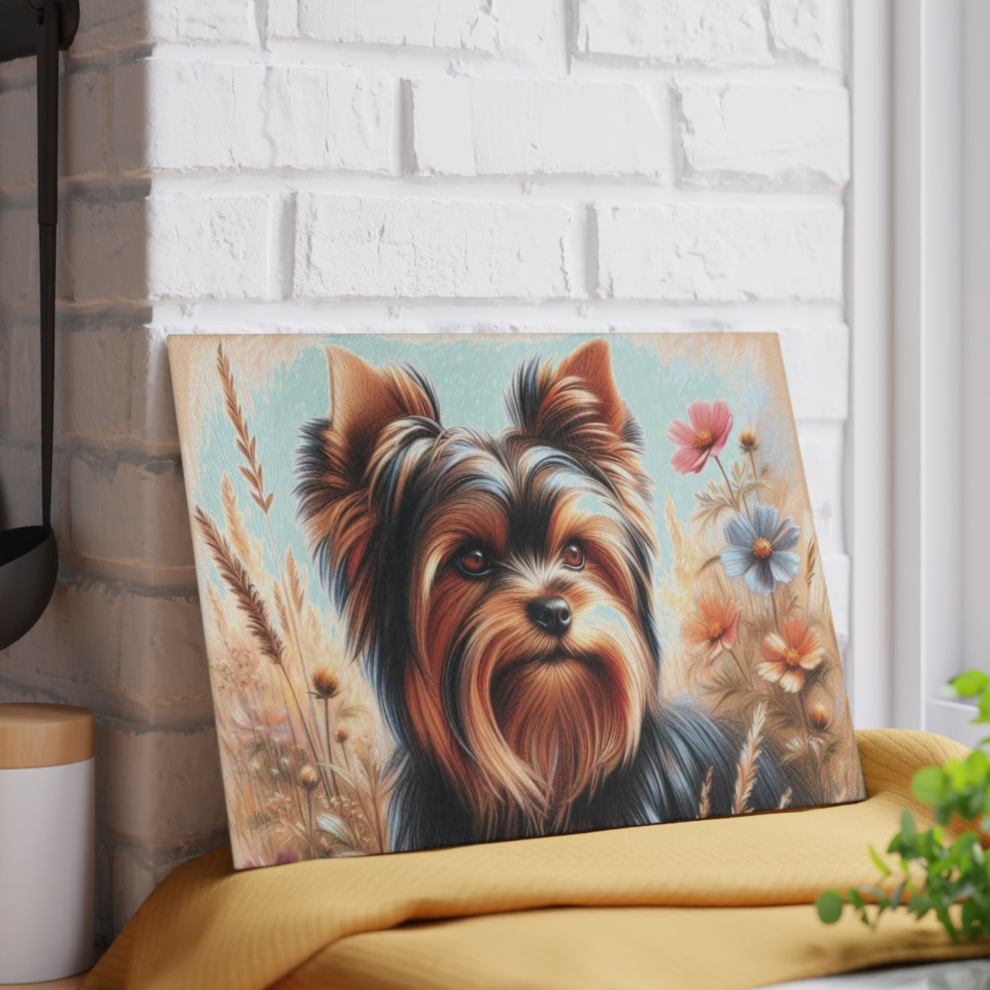 Yorkshire Terrier, tabla de cortar, regalo para amantes de los perros, vidrio templado, regalo de inauguración de la casa, amante de las mascotas, cocina con temática de perros, regalo de chef