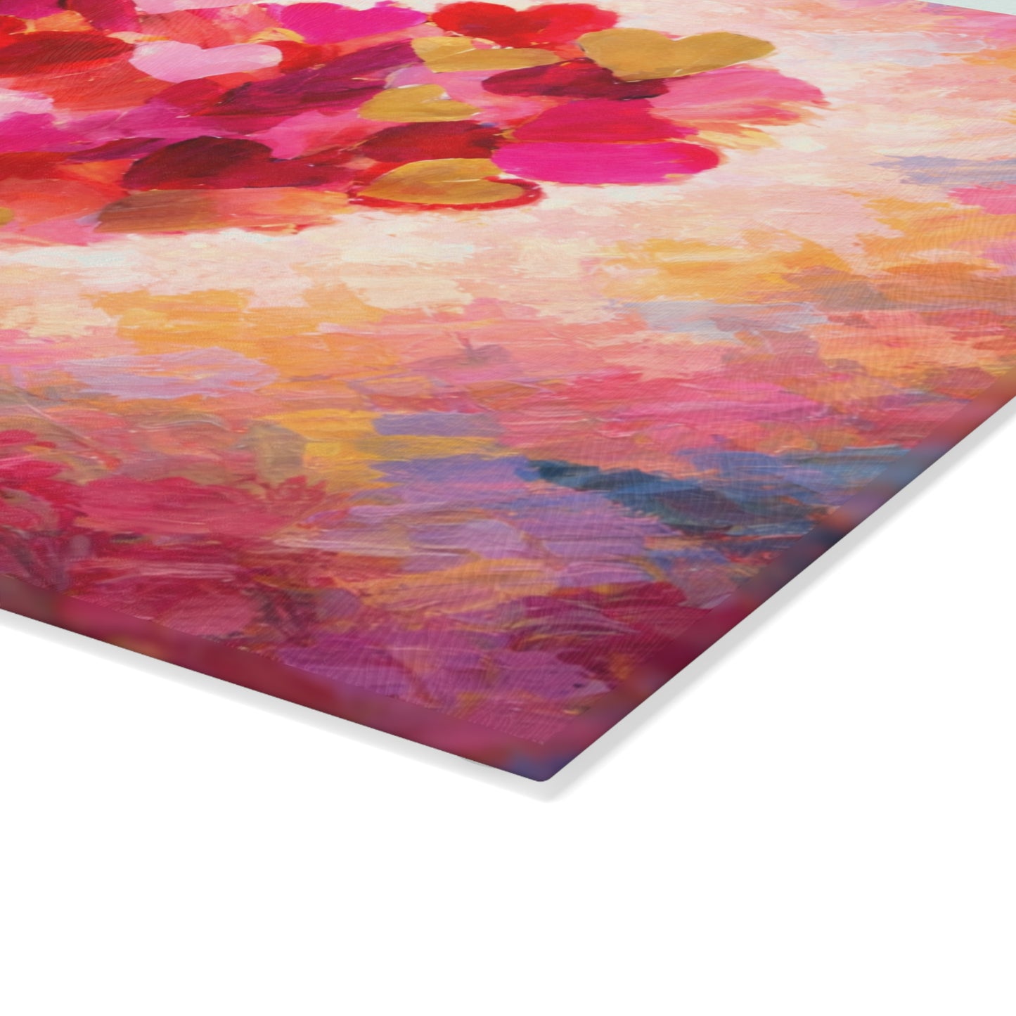 Abstract Heart Art Glass Cutting Board – Colorful Painted Love Kitchen Decor