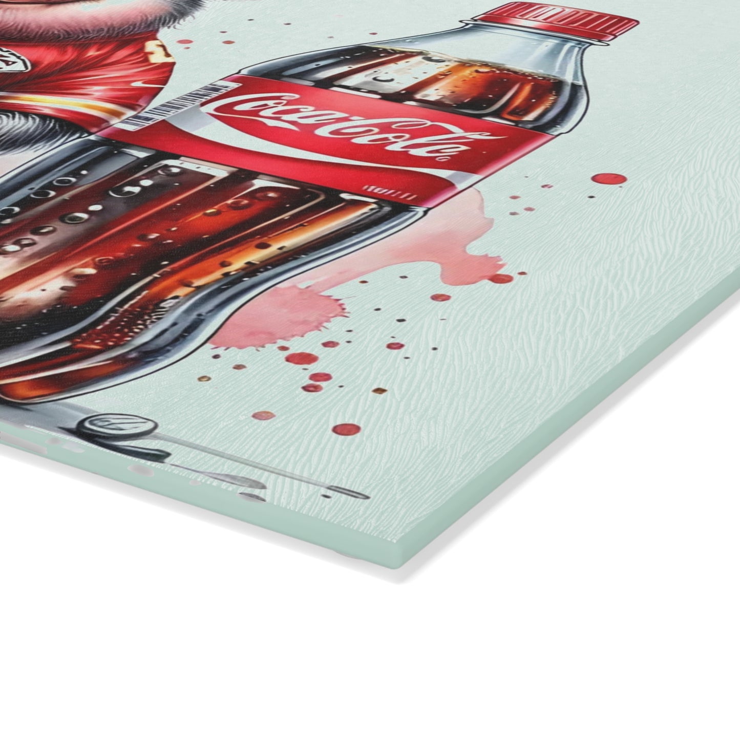 Tabla de cortar de vidrio con diseño de cerdo Jersey rojo y amarillo: arte de cocina audaz con actitud sureña