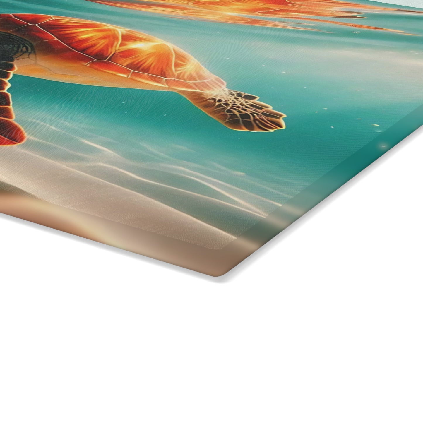 🐢🌅 Sea Turtle Sunset Reflection Cutting Board – Ocean Serenity for Your Kitchen 🌊✨