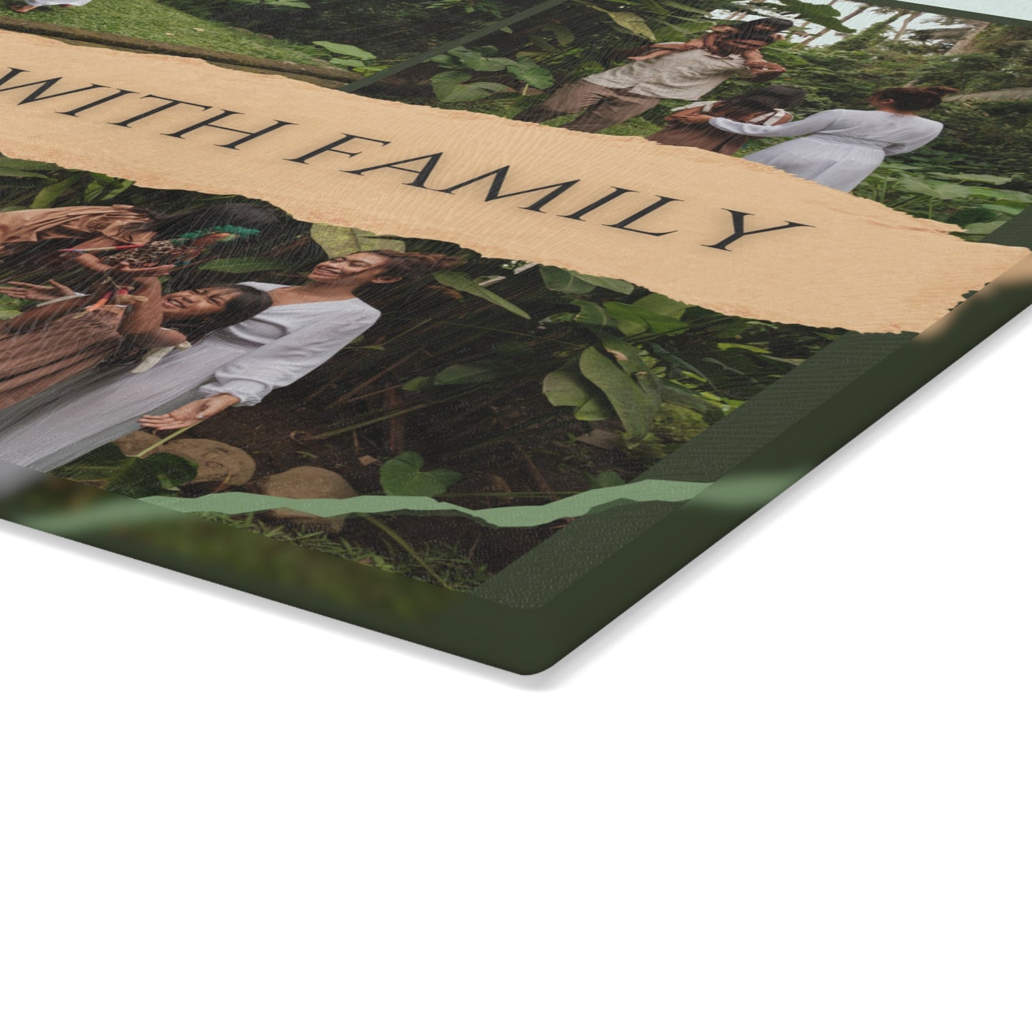 Moments with Family Photo Collage Glass Cutting Board – Personalized Family Memory Keepsake