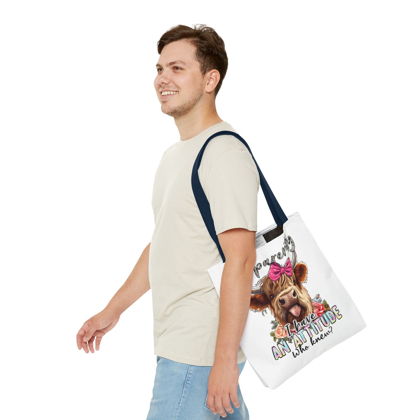 🐄 Al parecer, tengo actitud: bolso tote Sassy Cow con lazo rosa 🌸