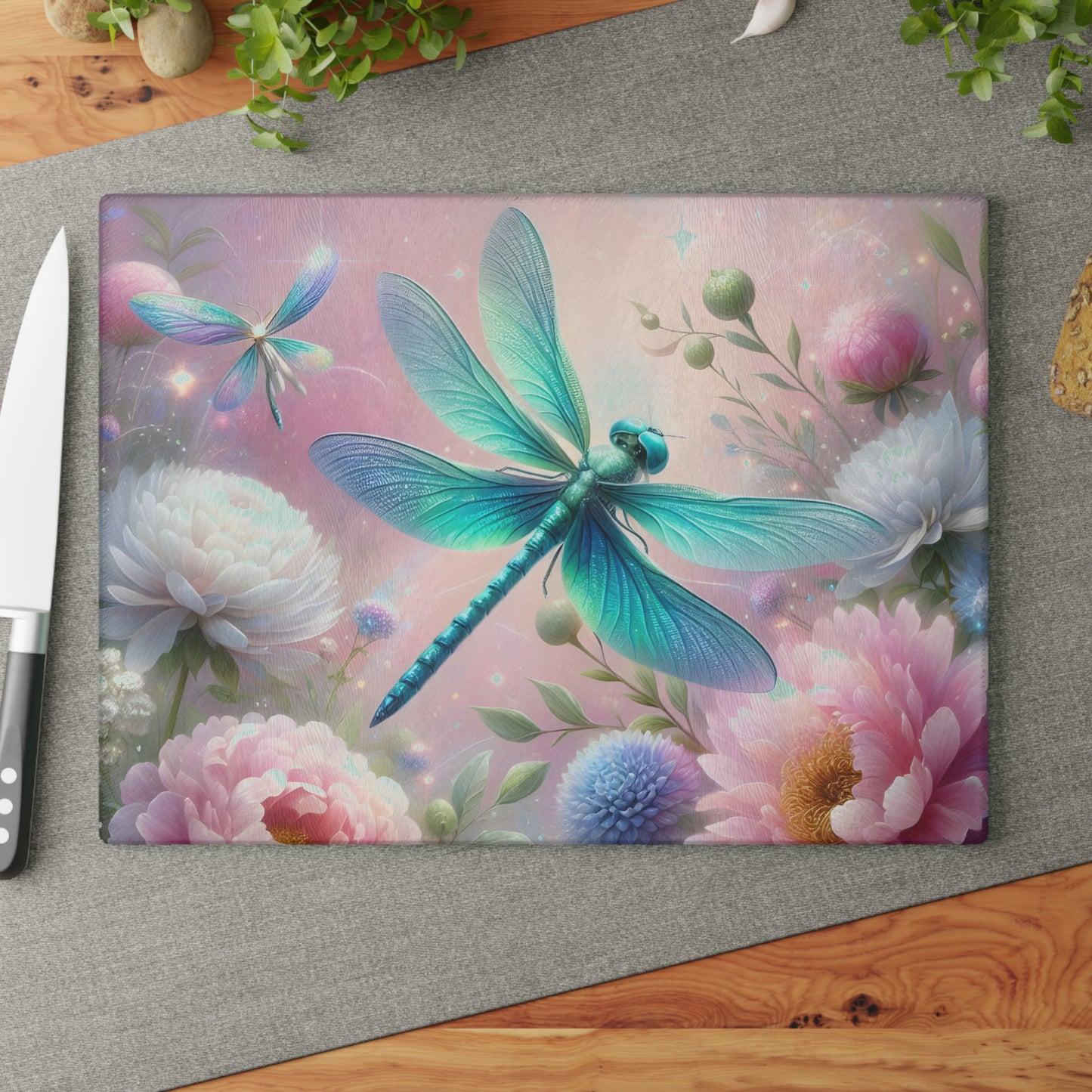 🦋 Dragonfly Garden Cutting Board – Whimsical Beauty for Your Kitchen 🌸