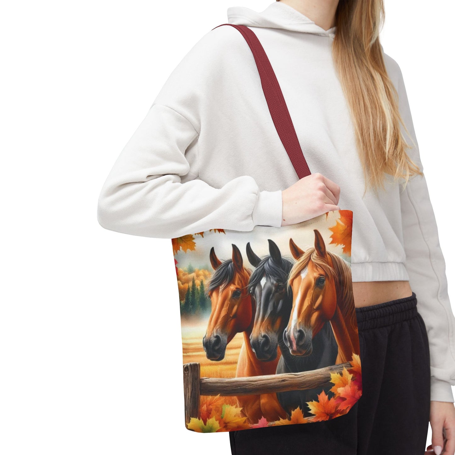 🐴 Autumn Horse Trio Tote Bag – Rustic, Stylish & Practical 🍂