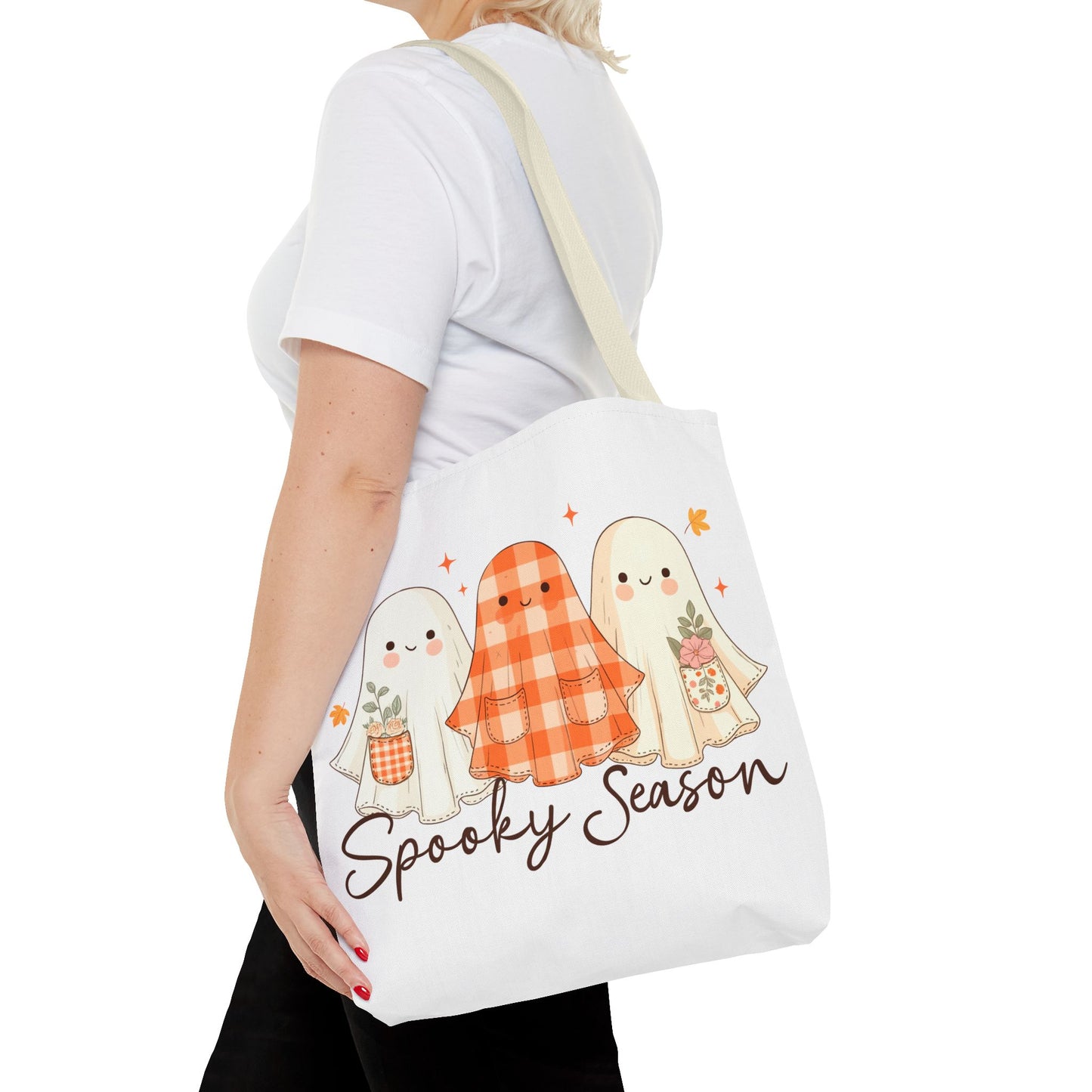 👻 Spooky Season Ghost Friends Tote Bag – Cozy Fall Vibes with a Cute Twist 🍂👜