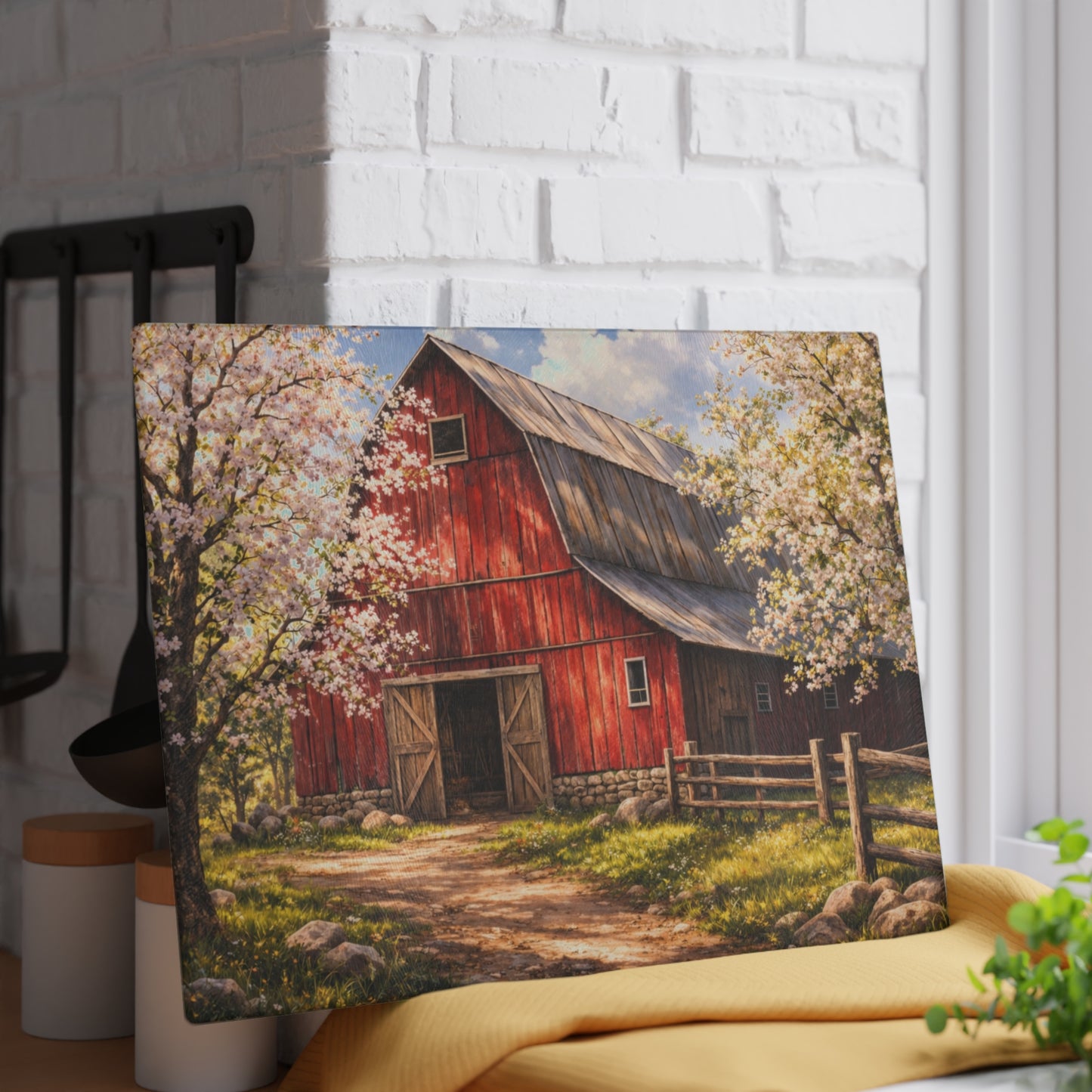 Red Spring Barn Blossom Glass Cutting Board