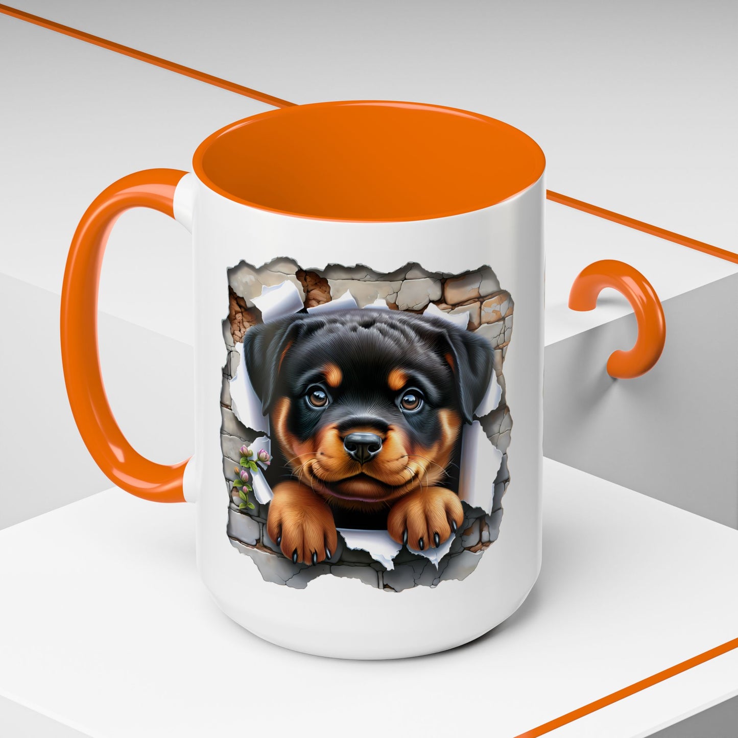 🐾☕ Rottweiler Puppy Accent Mug – Sweet Breakthrough Pup Design ✨