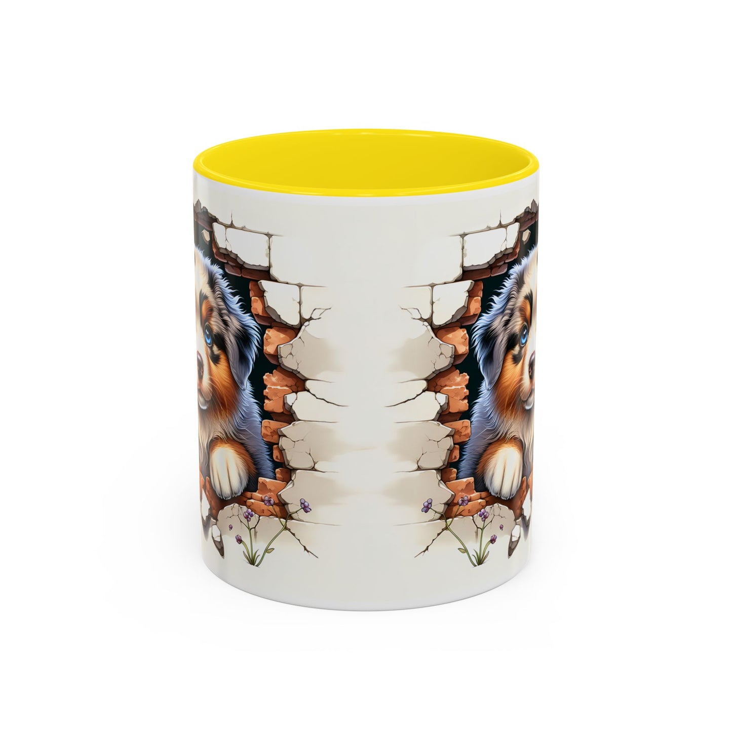 🐾☕ Australian Shepherd Puppy Peek Accent Mug – Blue-Eyed Beauty Dog Lover Gift ✨💙