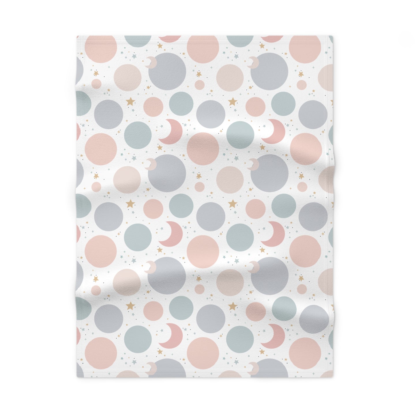 Celestial Moon & Stars Baby Blanket – Ultra-Soft Fleece 30″×40″ | Pastel Planets on Black