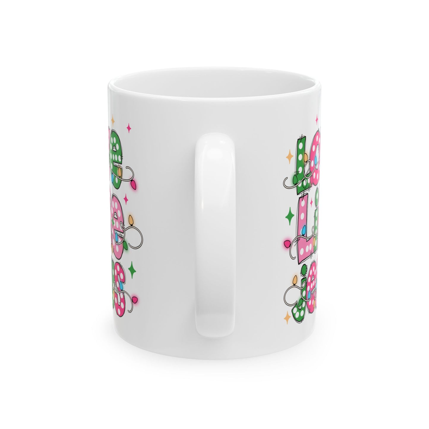 ☕ Love Like Jesus Coffee Mug – Holiday Lights & Faith-Filled Cheer 💖🎄
