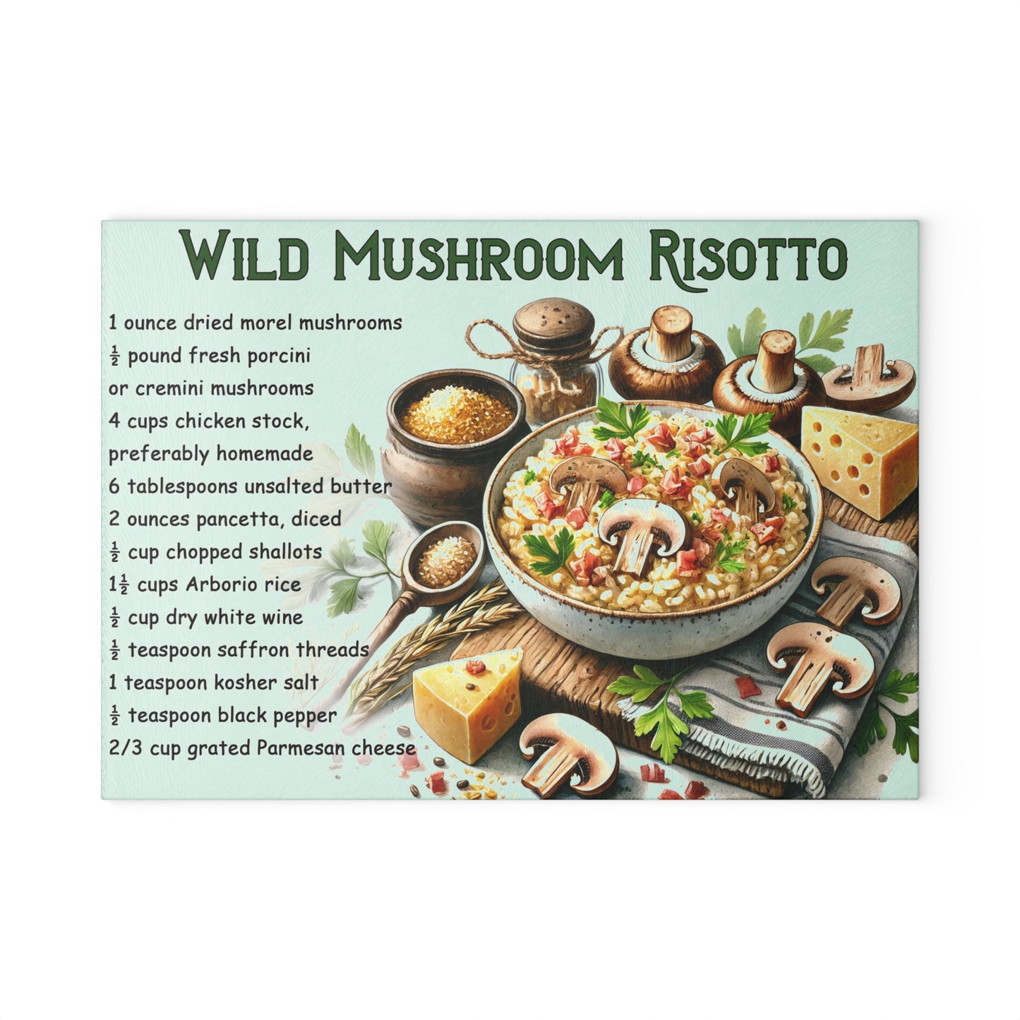🍄 Wild Mushroom Risotto Cutting Board – Rustic Gourmet Charm for Your Kitchen
