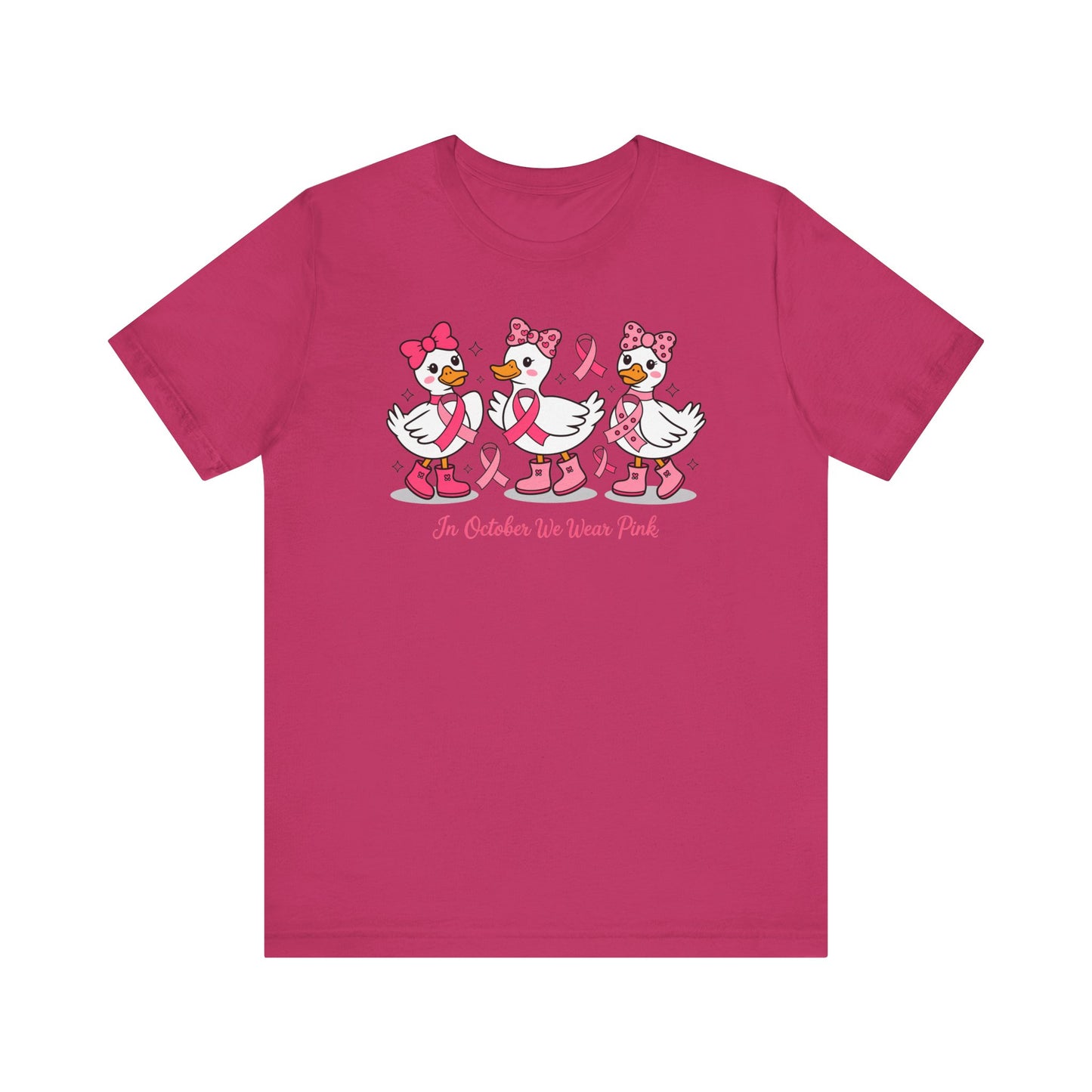 🎀🦆 In October We Wear Pink Duck T-Shirt – Cute Breast Cancer Awareness Tee 💖✨