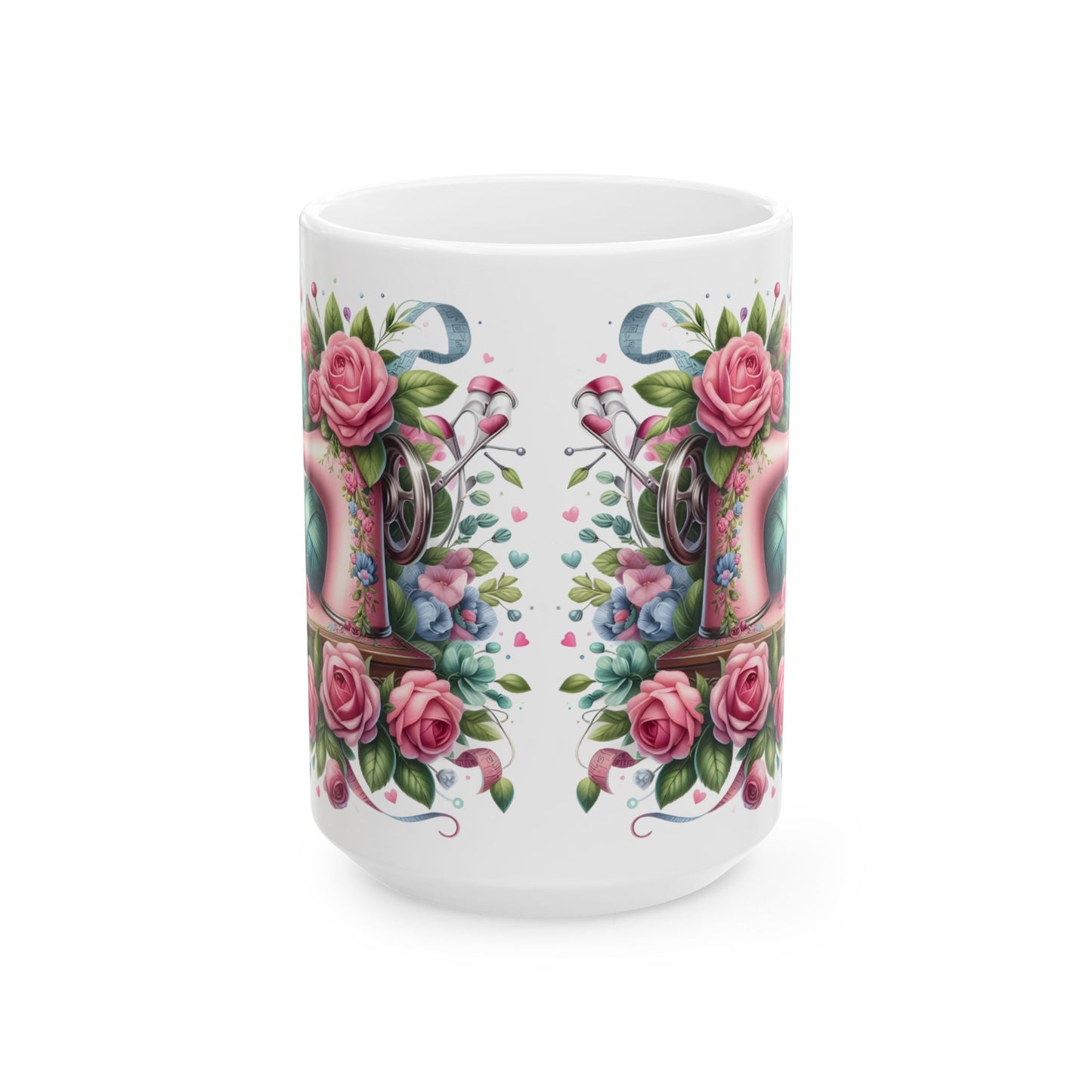 🌸🧵 Floral Sewing Machine Mug – Personalized Coffee Cup for Quilters & Crafters ✨☕