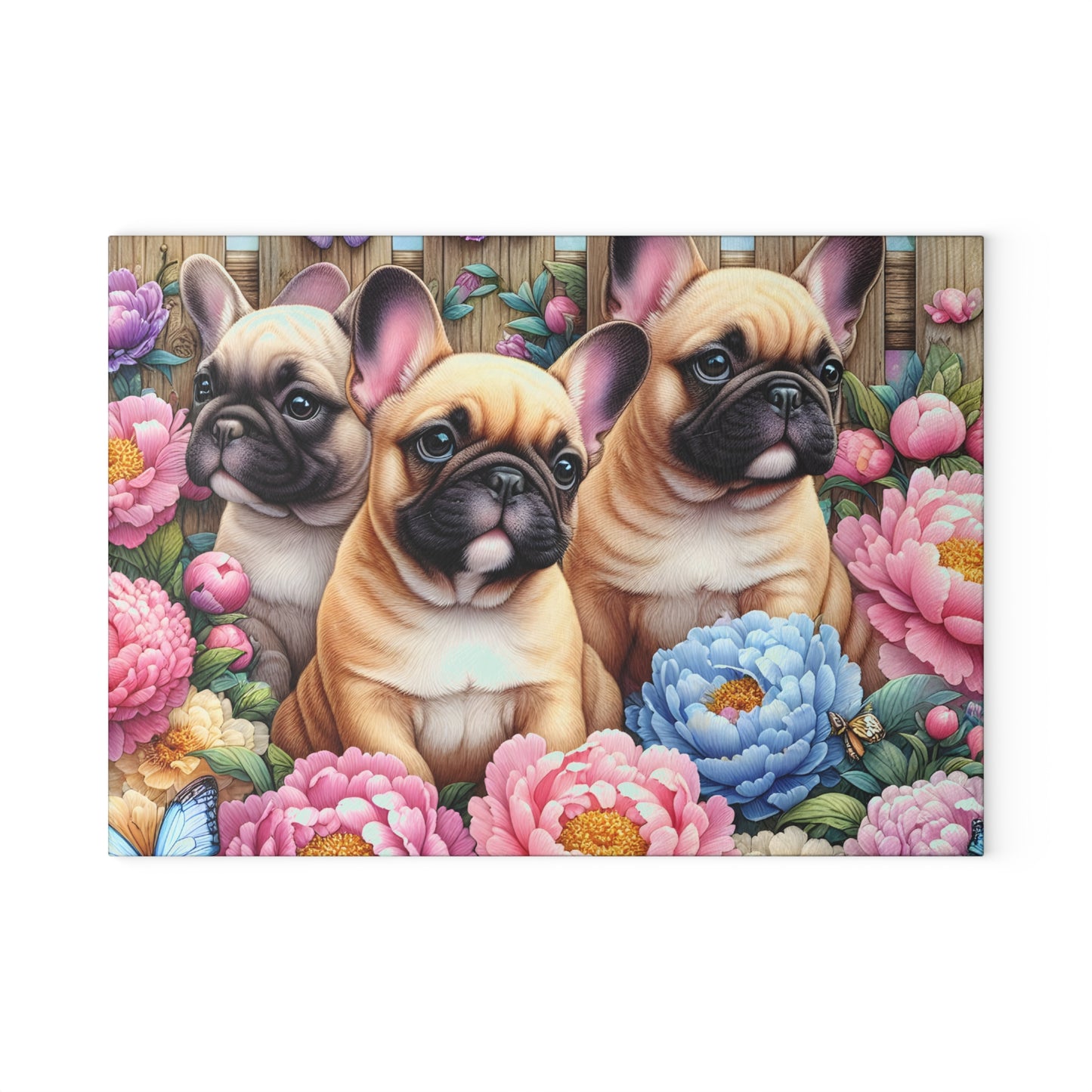 🐾 French Bulldog Floral Cutting Board – Adorable Pup Charm for Your Kitchen 🌸