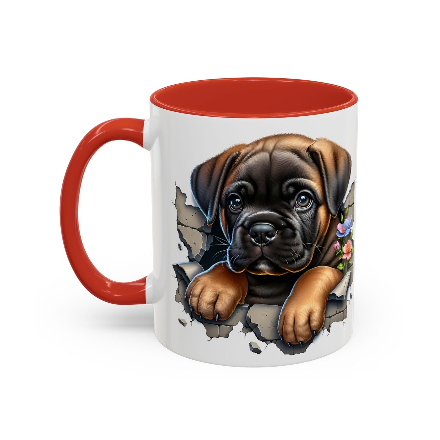 🧡 Boxer Puppy Accent Mug – Adorable Peek-Through Cup for Dog Lovers