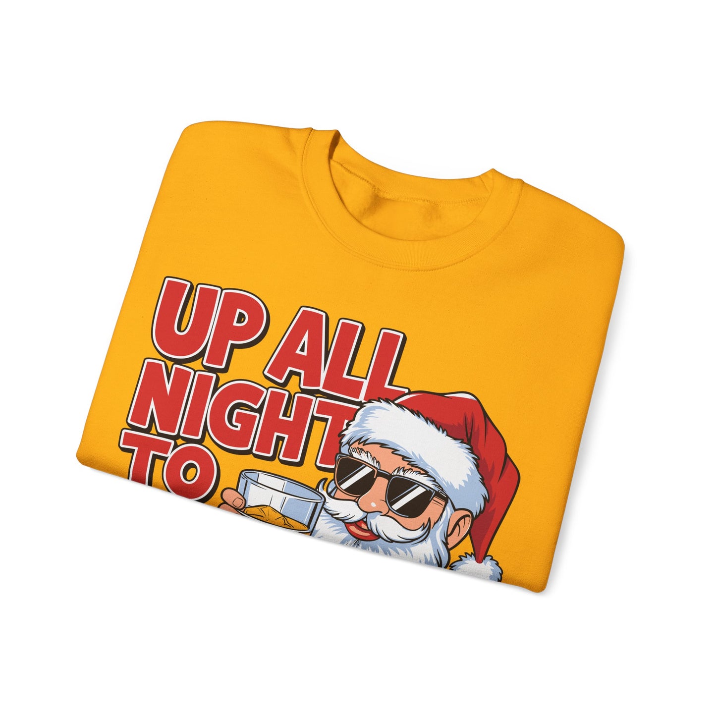 🎅🥃 Up All Night To Get Lucky Sweatshirt – Funny Santa Holiday Pullover for Men