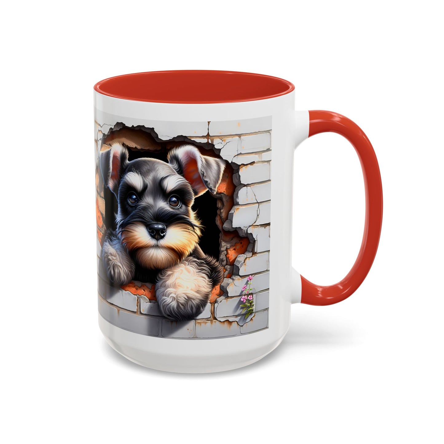🎀🐶 Schnauzer Puppy Accent Mug – Cute Peek-Through Dog Design for Animal Lovers ☕💖