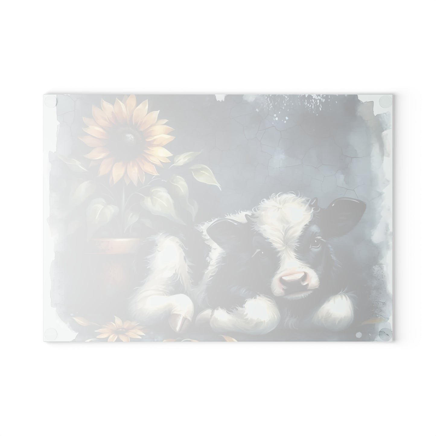 🐄 Sunflower & Baby Cow Cutting Board – Rustic Farmhouse Kitchen Decor
