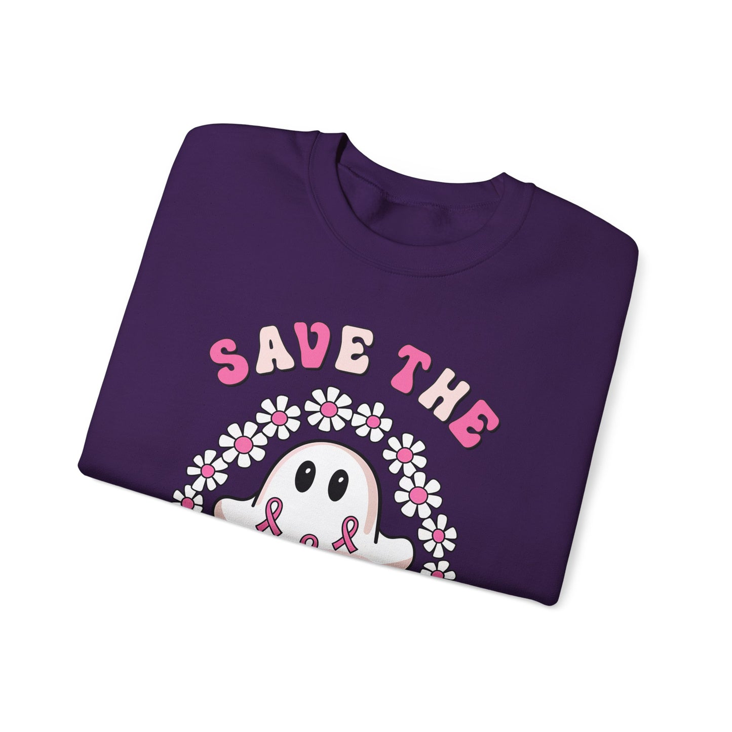 👻🎀 Save the Boobies Ghost Sweatshirt – Cute Breast Cancer Awareness Crewneck