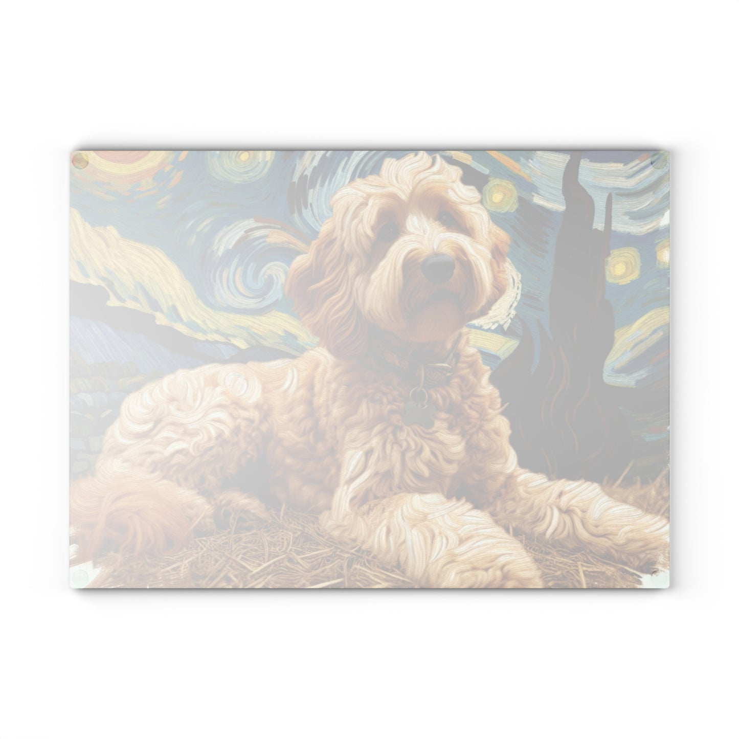 🌙 Golden Doodle Starry Night Cutting Board – Swirls of Charm & Canine Cuteness 🐾
