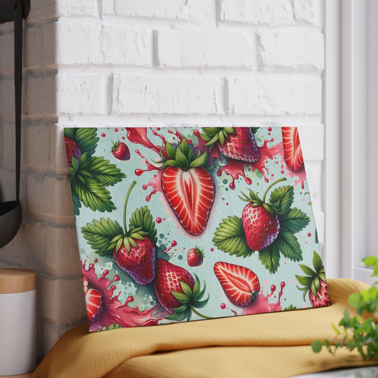Tabla de cortar Strawberry Splash: estilo de cocina atrevido y jugoso