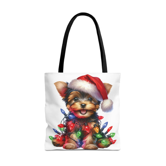 🎄 Yorkie Christmas Lights Tote Bag – Holiday Cheer in Every Carry 🎁