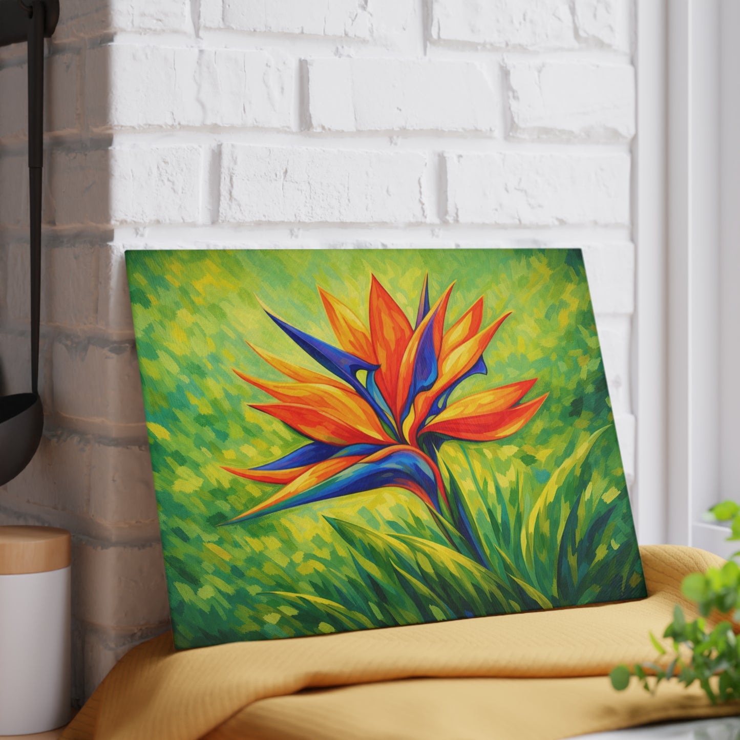 Bird of Paradise Flower Glass Cutting Board – Tropical Floral Kitchen Decor