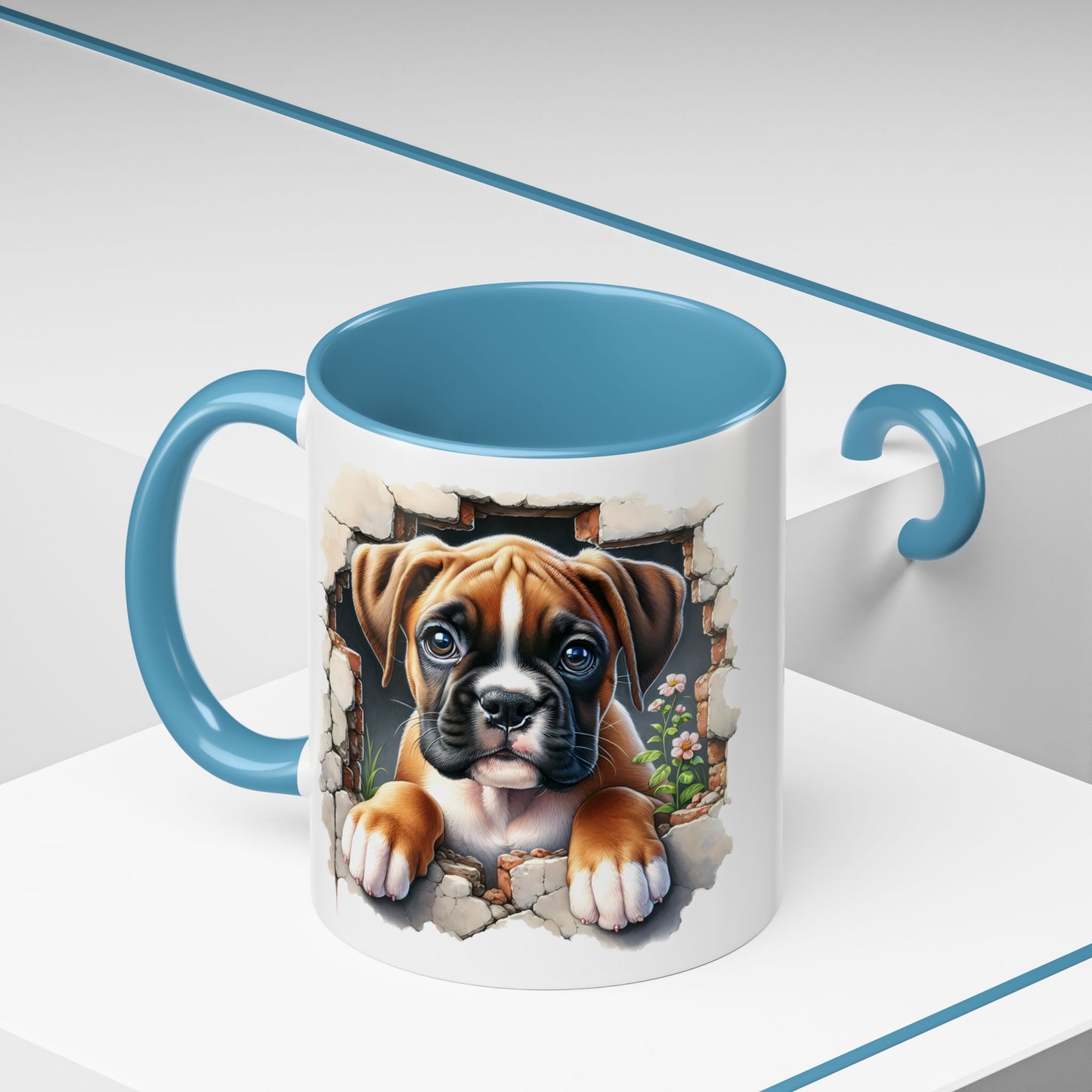 🐶☕ Boxer Puppy Peek Accent Mug – Adorable Dog Lover Gift ✨💛