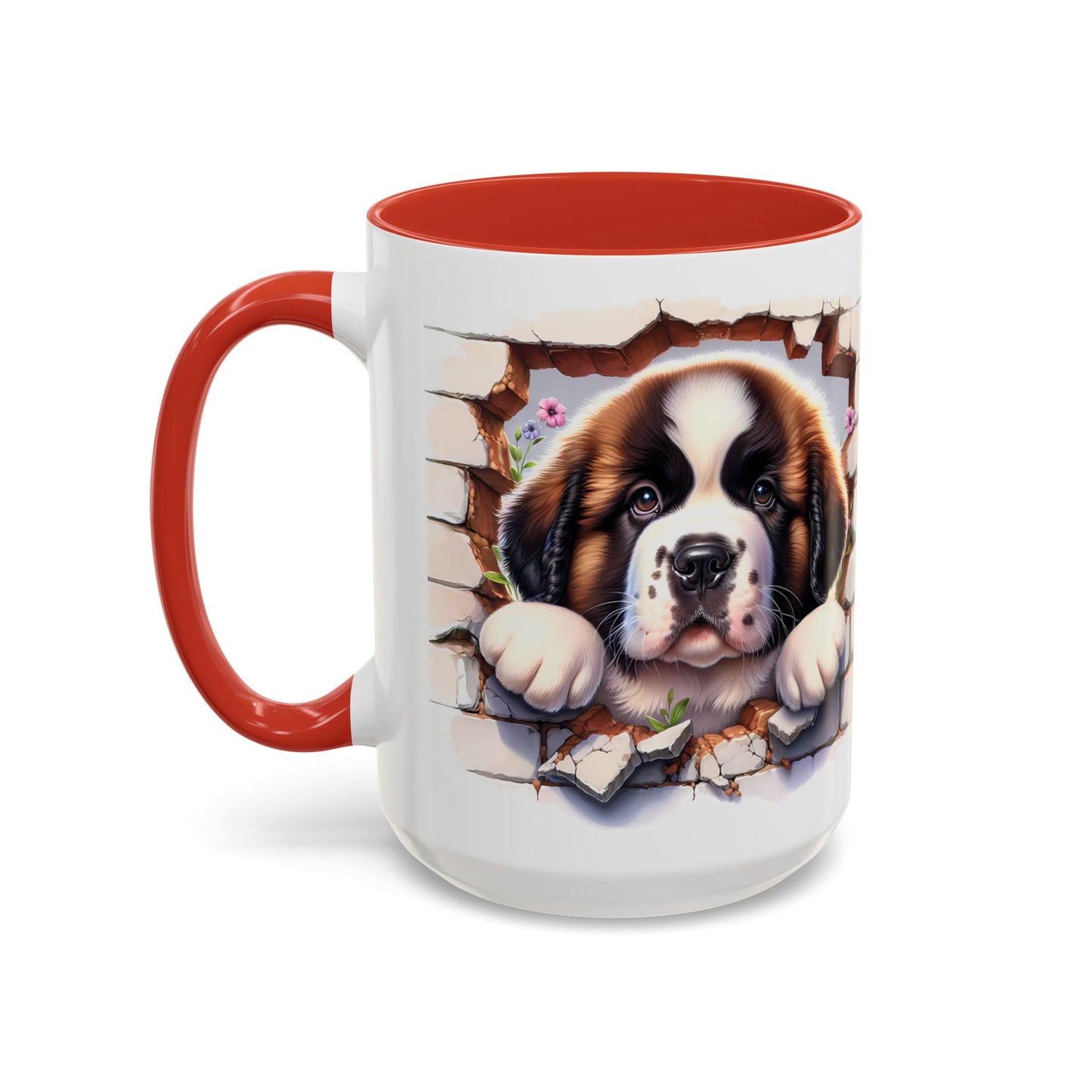 🐾☕ St. Bernard Puppy Peek Accent Mug – Gentle Giant Pup Lover Gift ✨❤️
