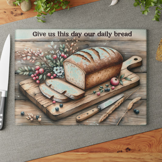 Tabla de cortar "Pan de cada día": arte de cocina rústico inspirado en la fe