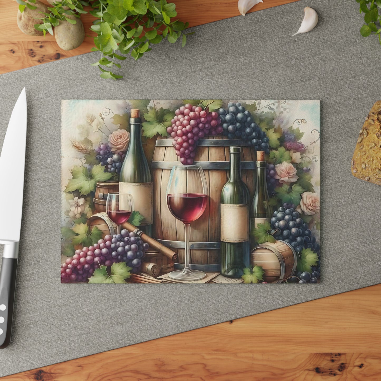 Tabla de cortar de vidrio templado para vino vintage