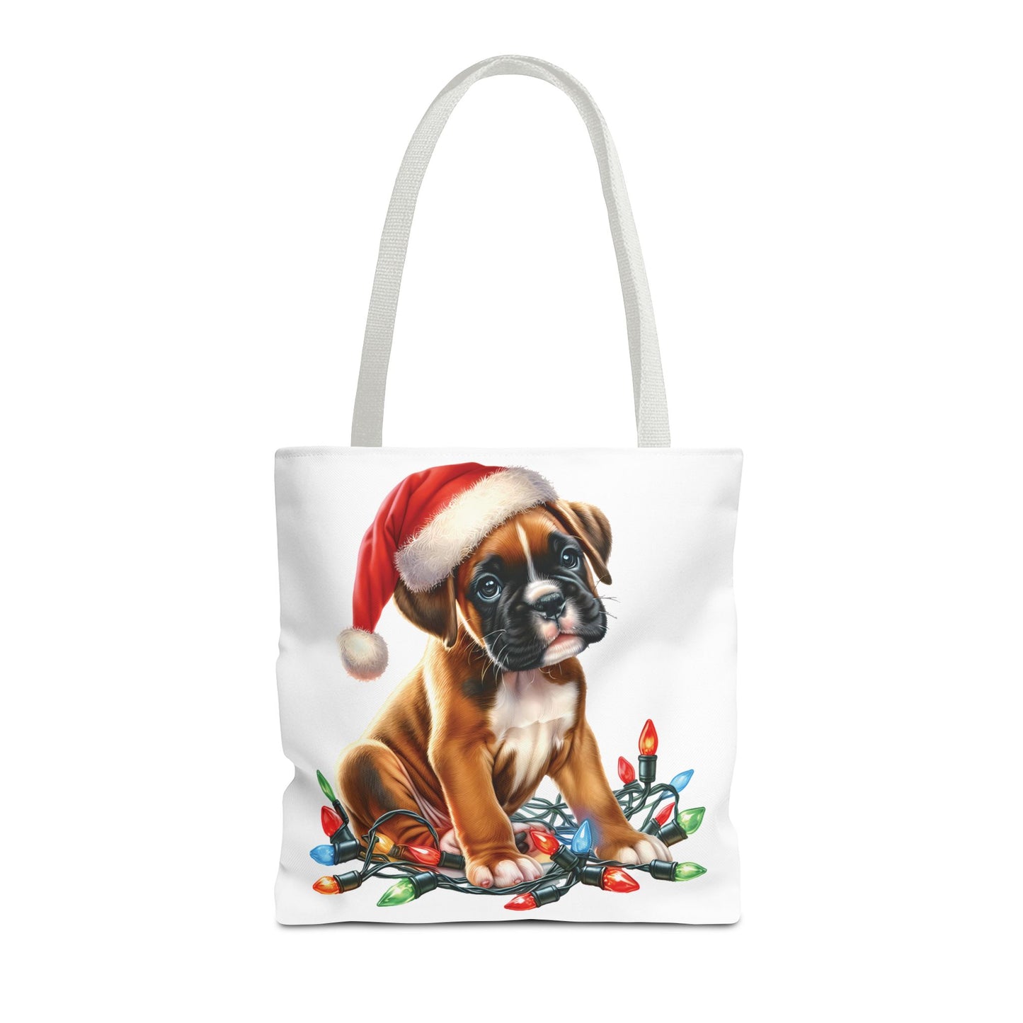 👜 Boxer Christmas Lights Tote Bag – Festive Charm for Dog Lovers 🎄
