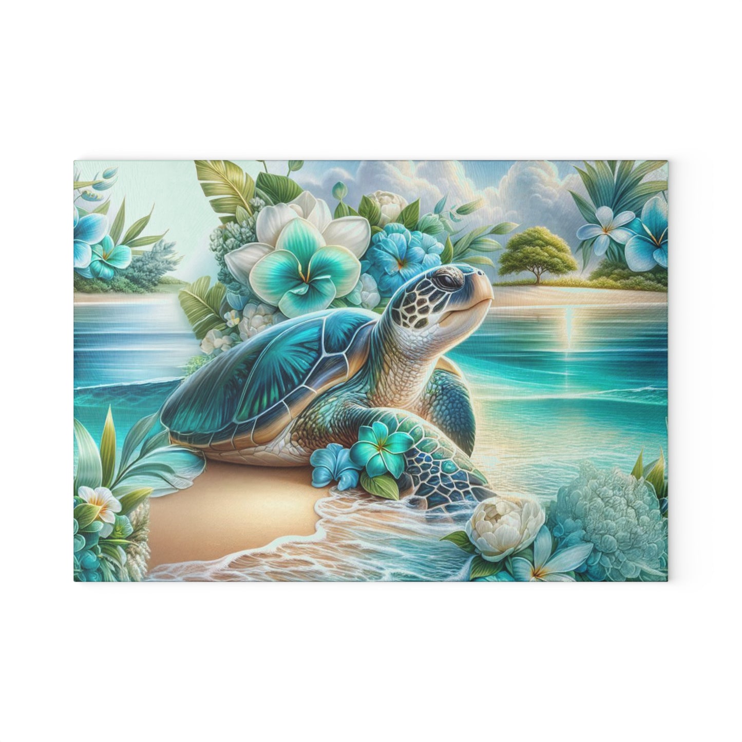 🐢 Tropical Sea Turtle Cutting Board – Coastal Tranquility for Your Kitchen