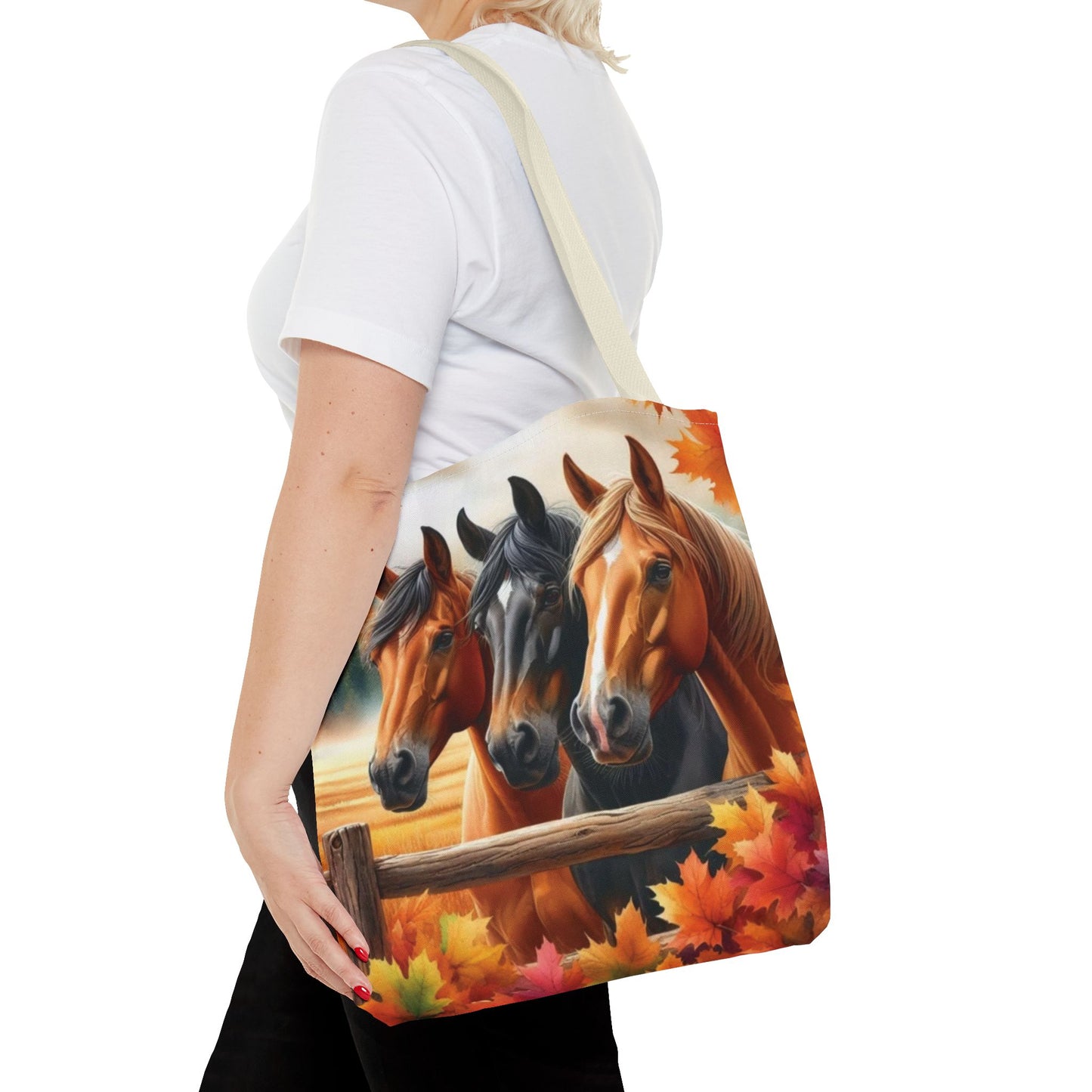 🐴 Autumn Horse Trio Tote Bag – Rustic, Stylish & Practical 🍂