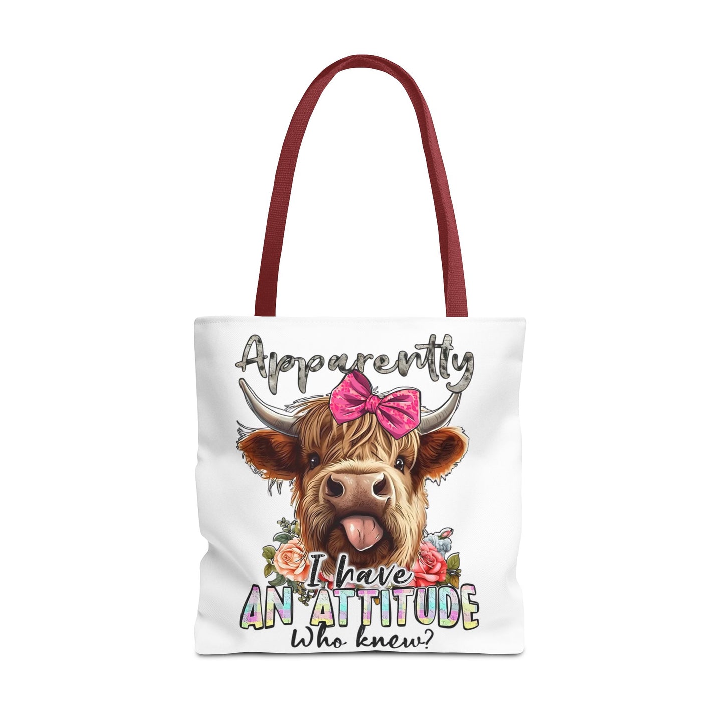 🐄 Al parecer, tengo actitud: bolso tote Sassy Cow con lazo rosa 🌸