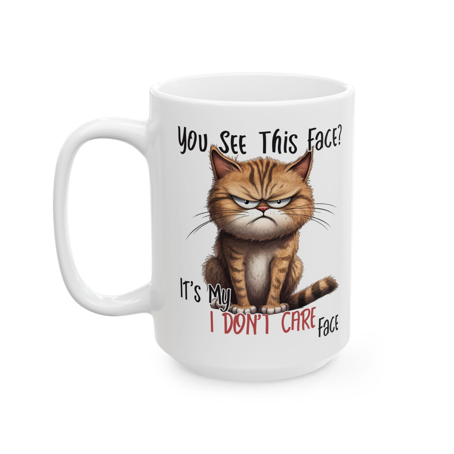¿Ves esta cara? – Taza de café "Me da igual" de Grouchy Cat ☕