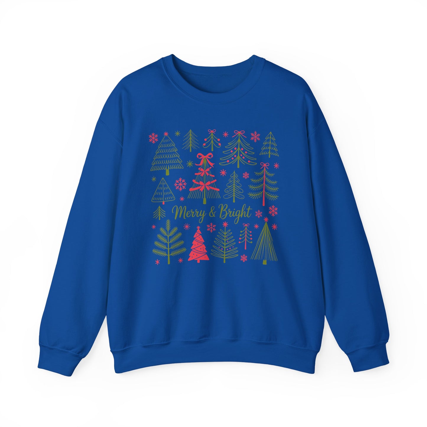 🎄✨ Merry & Bright Sweatshirt – Whimsical Holiday Forest Vibes