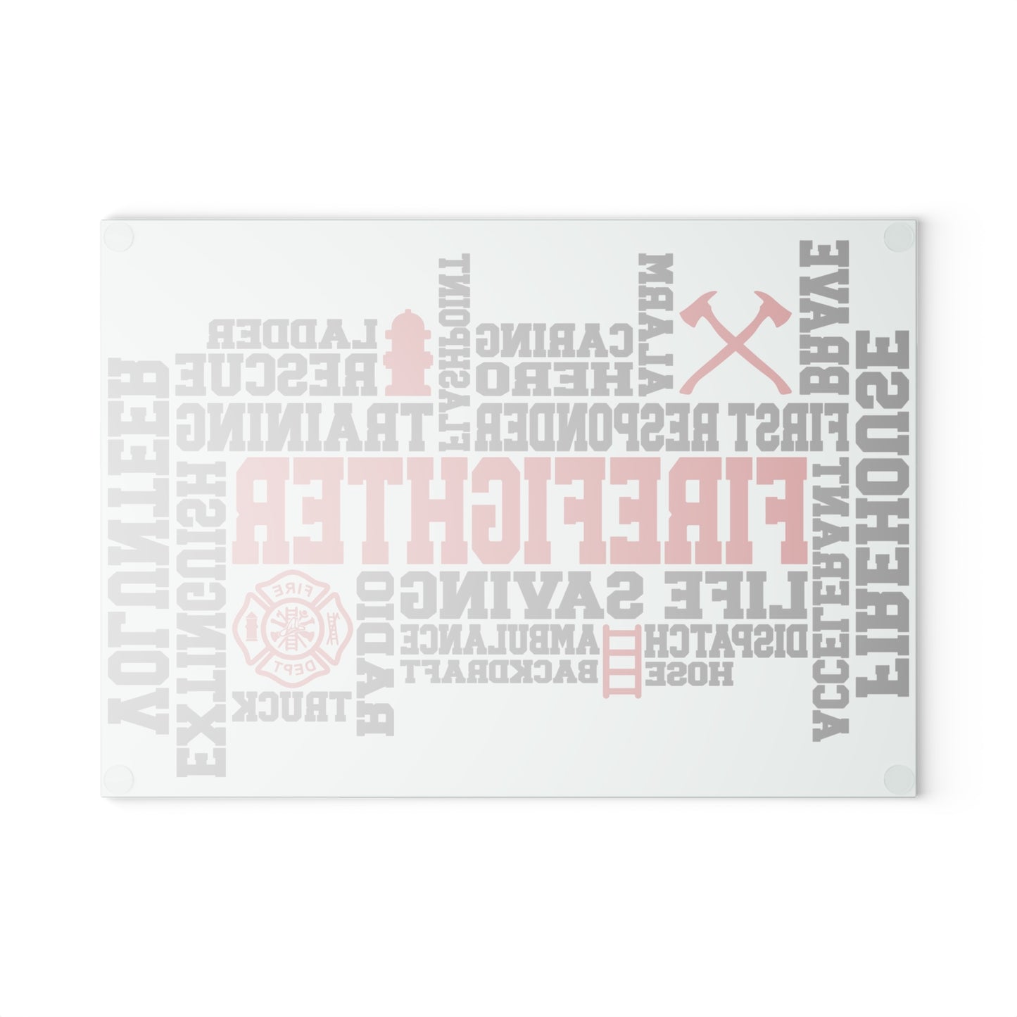 Firefighter Word Art Cutting Board – Strength, Service, and Bravery