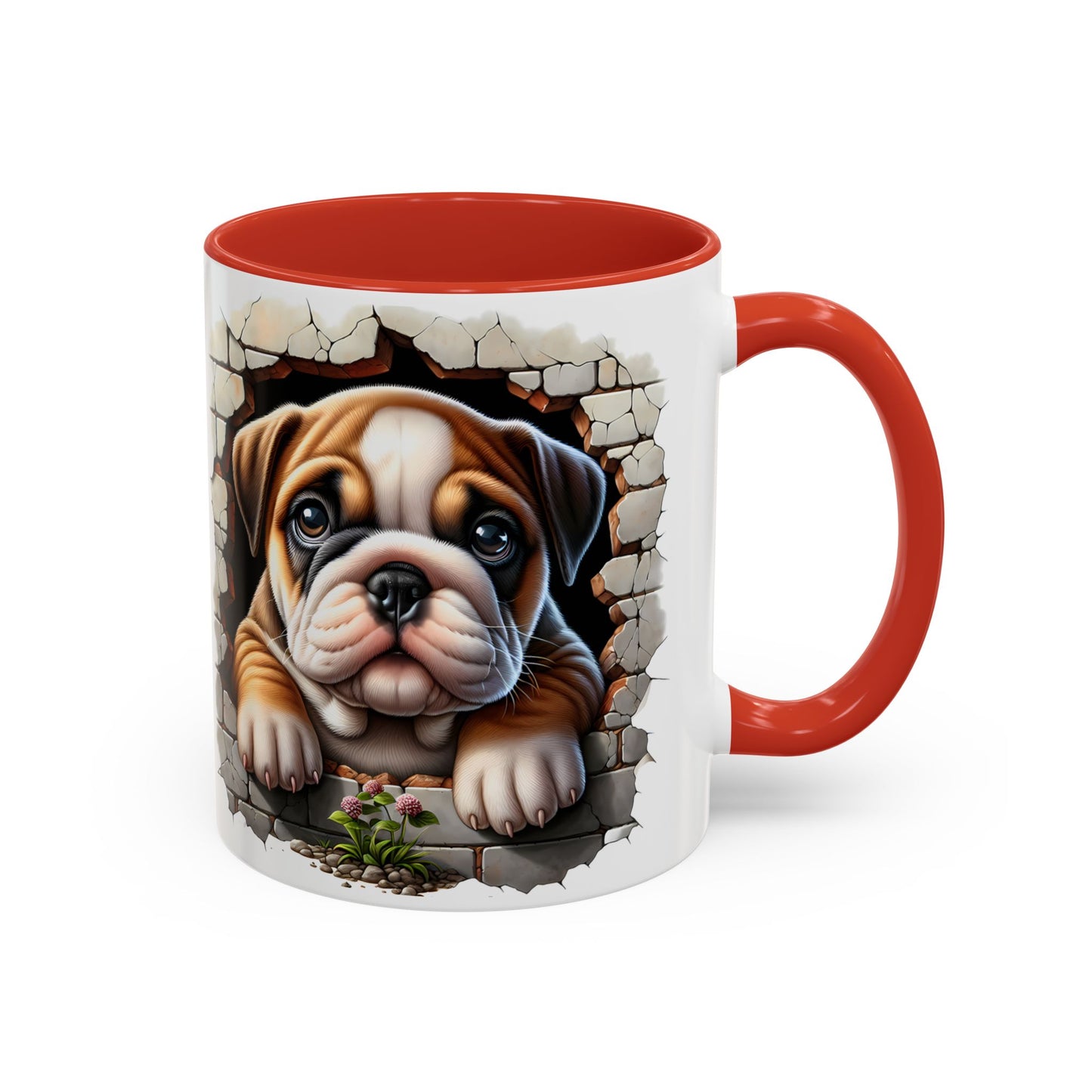 🎀🐶 English Bulldog Puppy Accent Mug – Cute Peek-Through Dog Design for Animal Lovers ☕💖