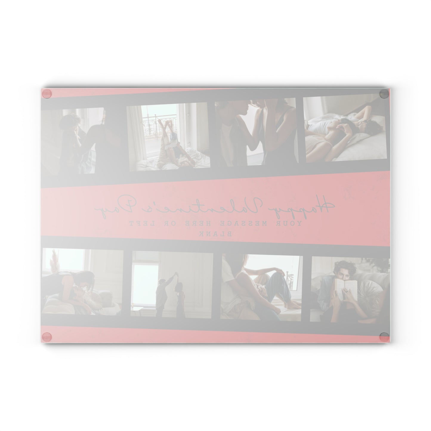 Happy Valentine’s Day Photo Collage Glass Cutting Board – Personalized Romantic Keepsake