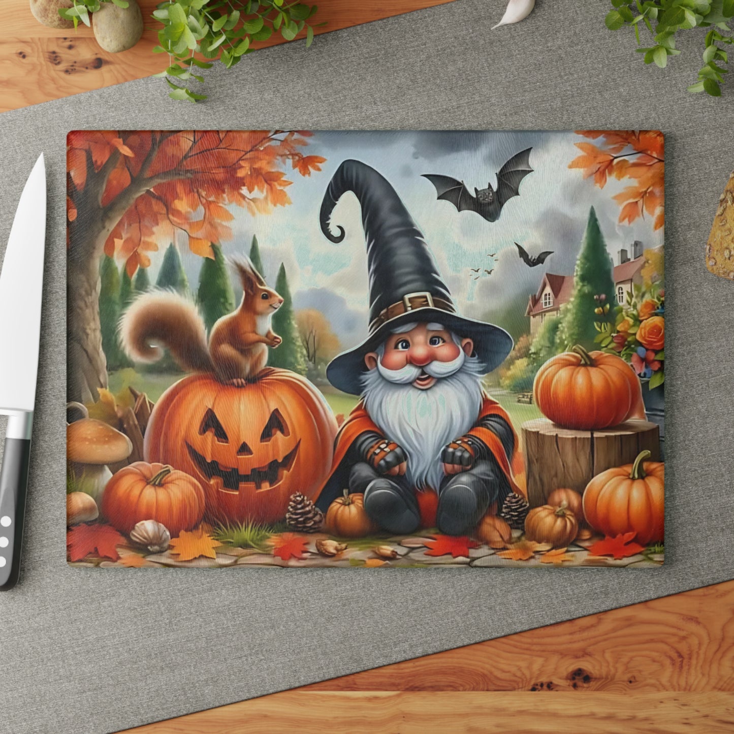 🎃🧙 Halloween Gnome Cutting Board – Spooky Fun & Autumn Charm 🍂🦇