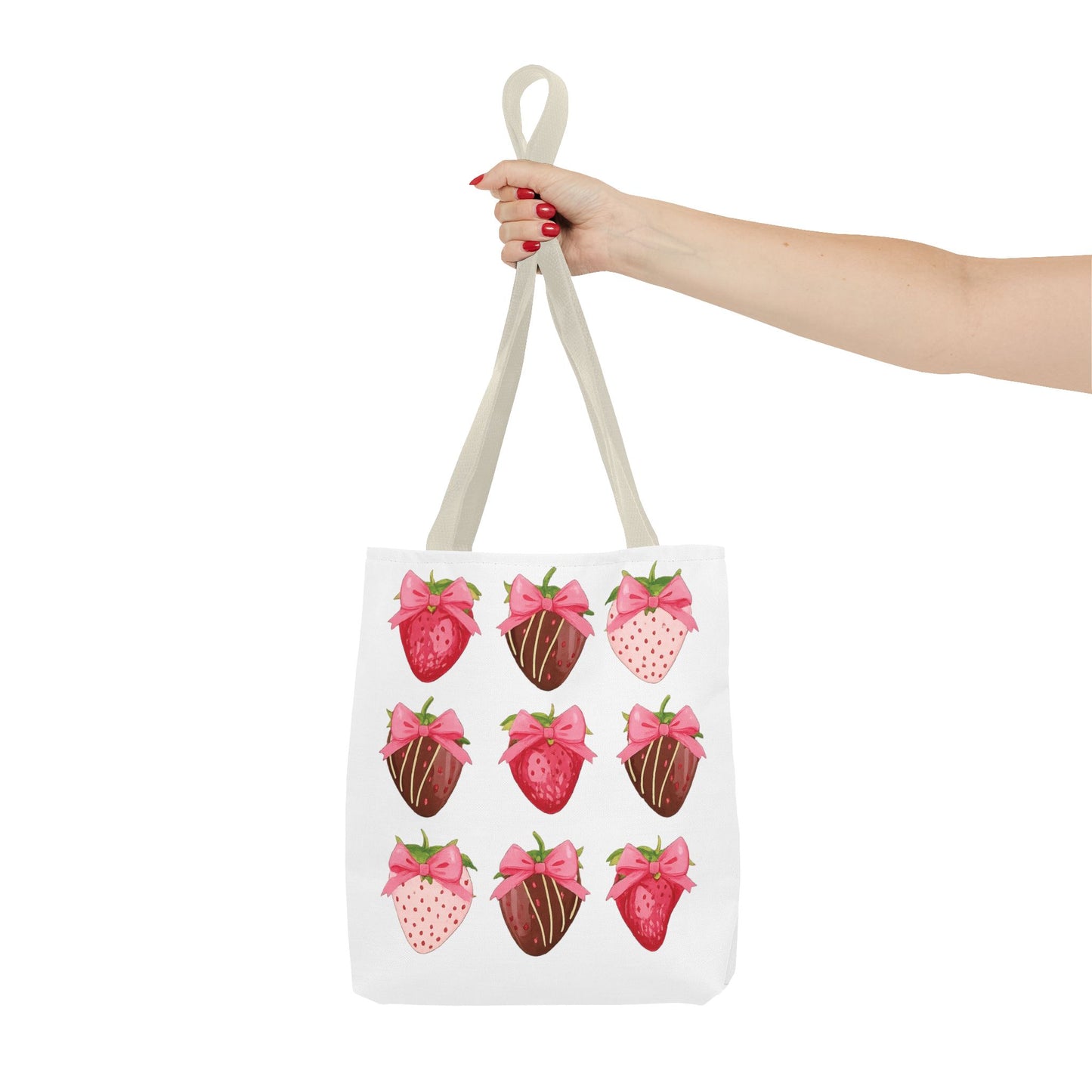 🍓 Chocolate-Covered Strawberry Tote Bag – Sweet, Stylish & Practical 🍫
