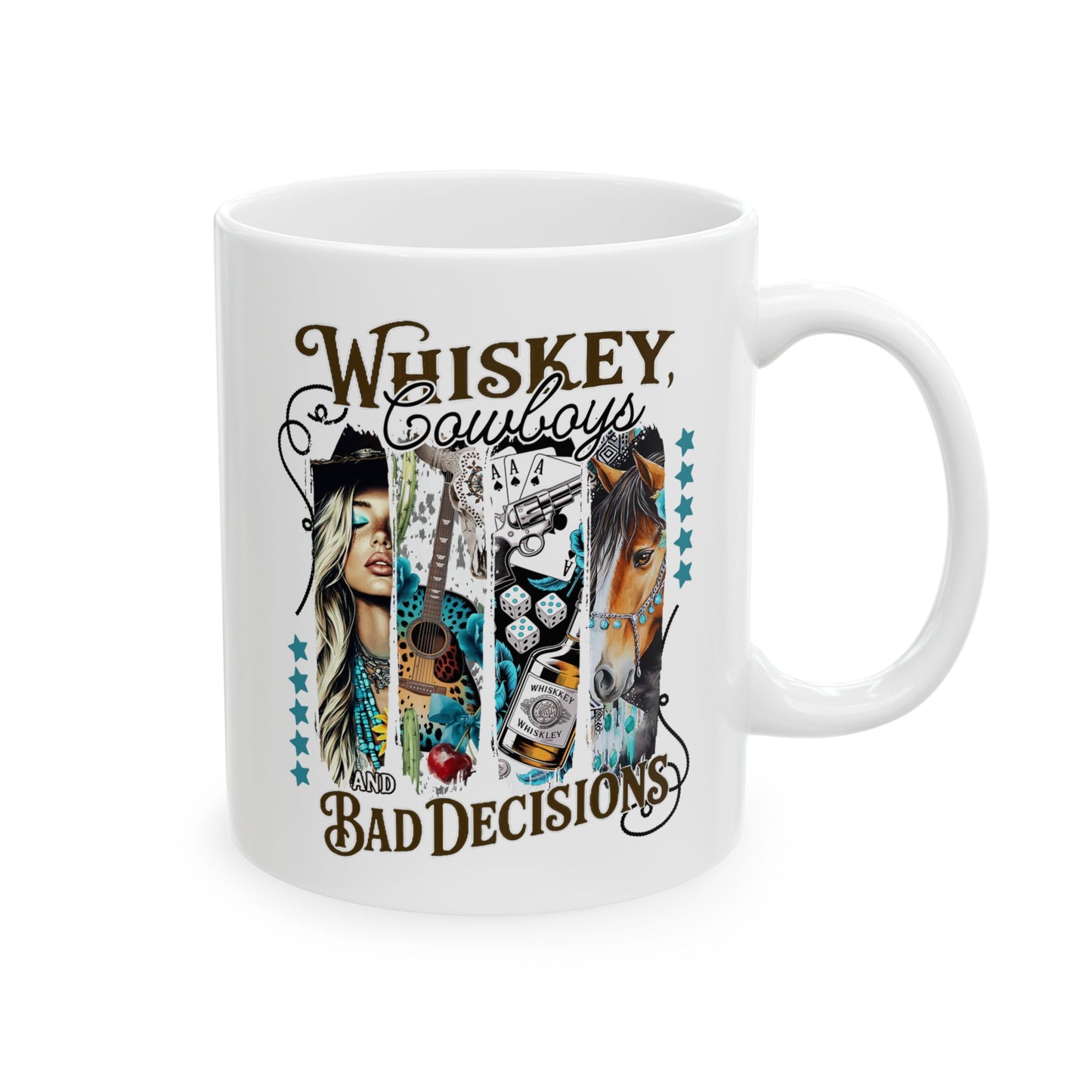 🥃 Whiskey, Cowboys, and Bad Decisions Mug – Perfect for the Wild at Heart! 🤠