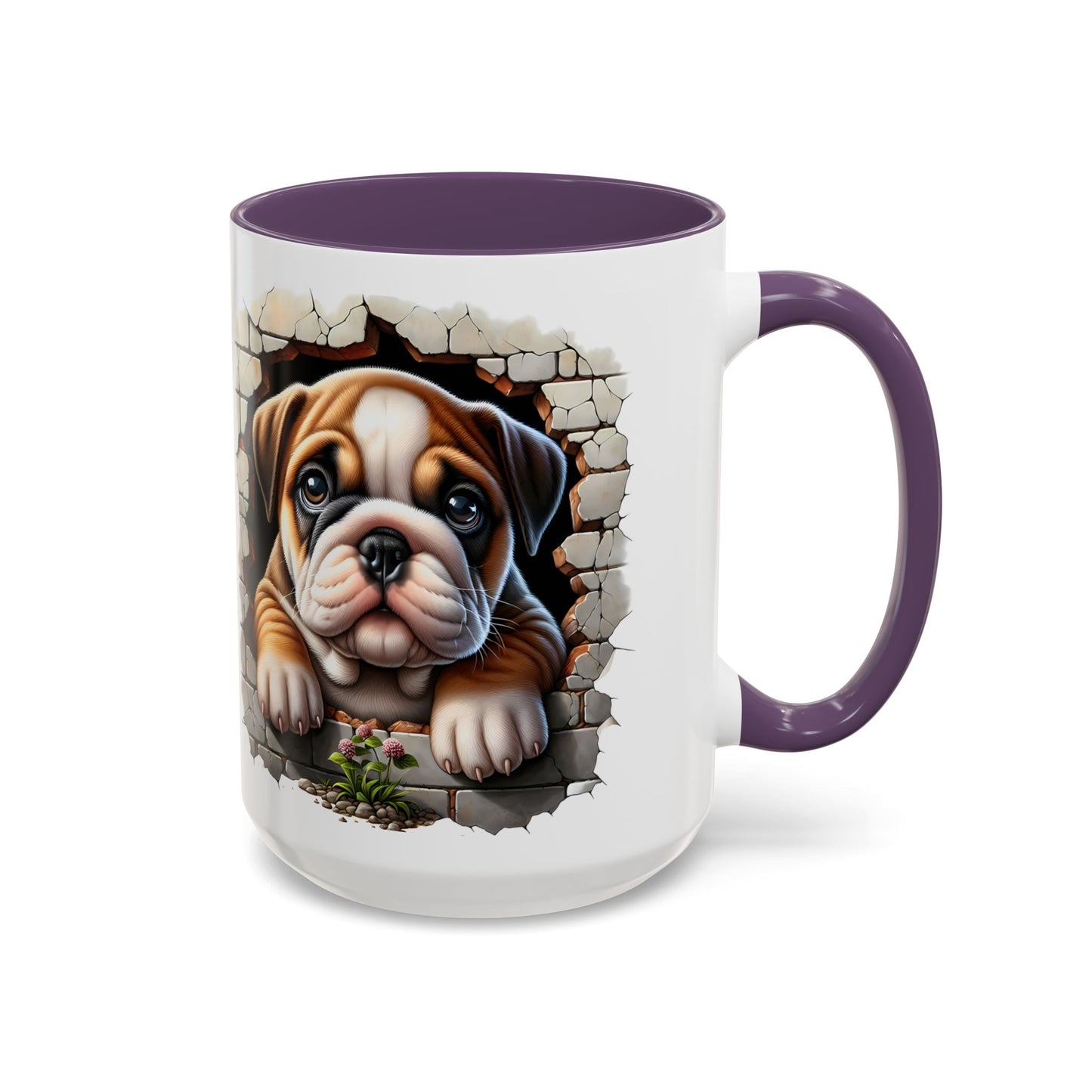 🎀🐶 English Bulldog Puppy Accent Mug – Cute Peek-Through Dog Design for Animal Lovers ☕💖