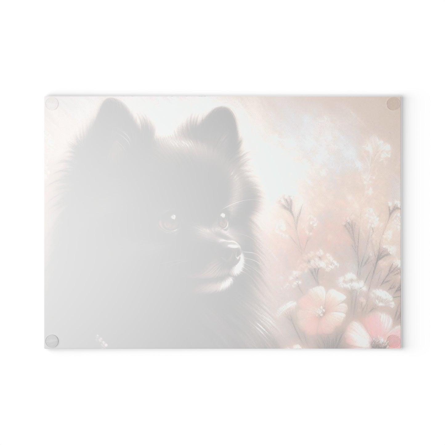 🖤 Black Pomeranian Cutting Board – Sweet Fluff & Floral Charm for Dog Lovers
